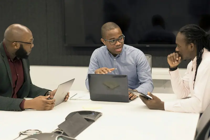 A product team reviewing a platform together